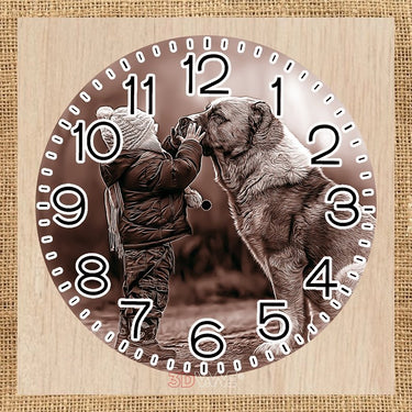 BOY AND DOG CLOCK pyroprinter & laser-ready file 3DWave.us